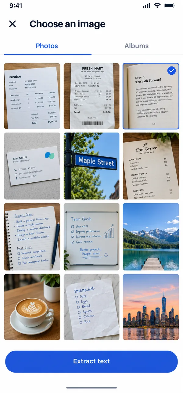 Choosing a photo from the gallery to convert a picture to text