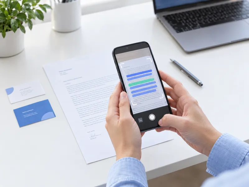Extracting text from office documents with the phone camera