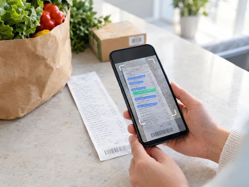 Copying text from a paper receipt with an OCR app for Android