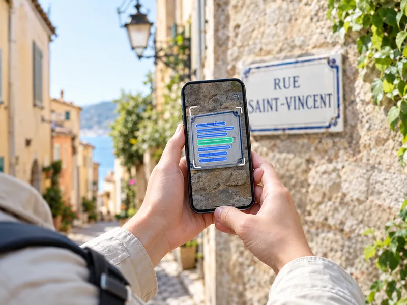 Scanning a street sign while traveling, image to text without internet